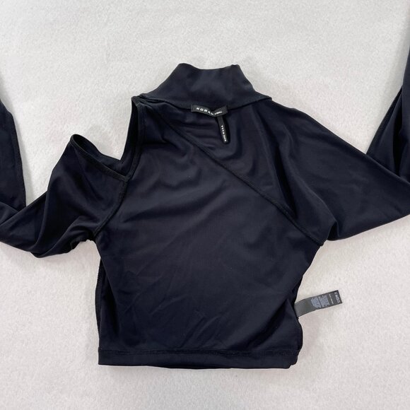 KORAL Activewear Womens XS Outlaw Blackout Long Sleeve Mock Neck Crop Top EUC - Picture 8 of 16